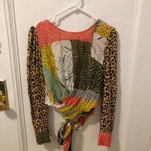 Women’s Size S Anthropologie Faux Wrap Long Sleeve Blouse